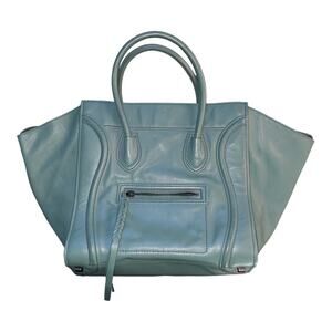 Celine Phantom Bag Textured Calfskin Leather in Glacier (turquoise blue green)